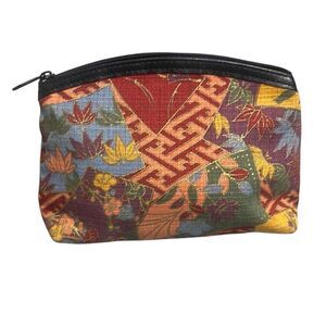 Fabric Floral Geometric multicolor Cosmetic Makeup Bag Pencil Pouch 90's Travel